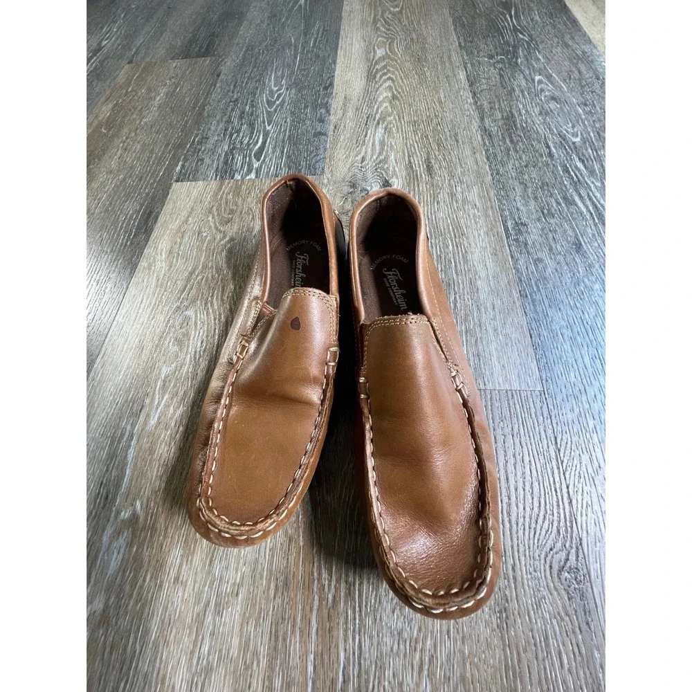 Florsheim Loafers Kids 6W Brown Leather Slip On Memory Foam Driving Mocs 16564